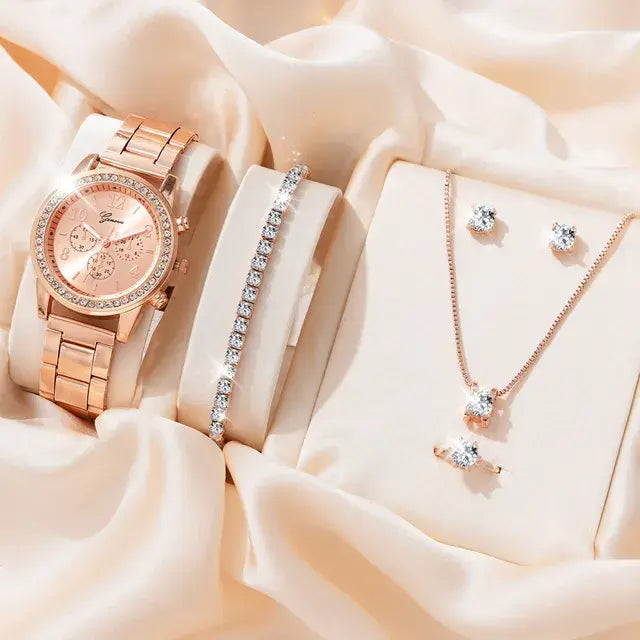 6-Piece Luxury Women's Watch and Jewelry Set