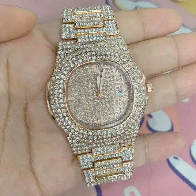 Luxury Iced Out Diamond Quartz Watch