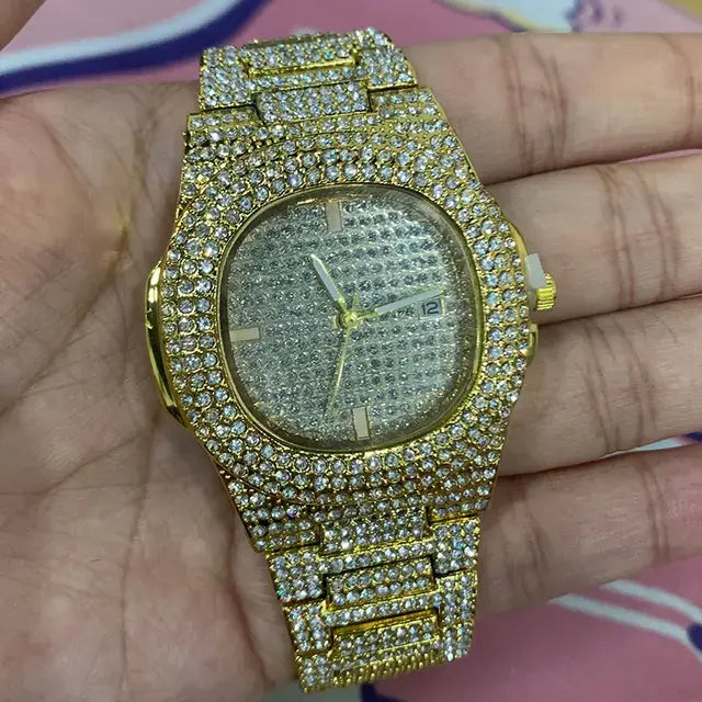 Luxury Iced Out Diamond Quartz Watch