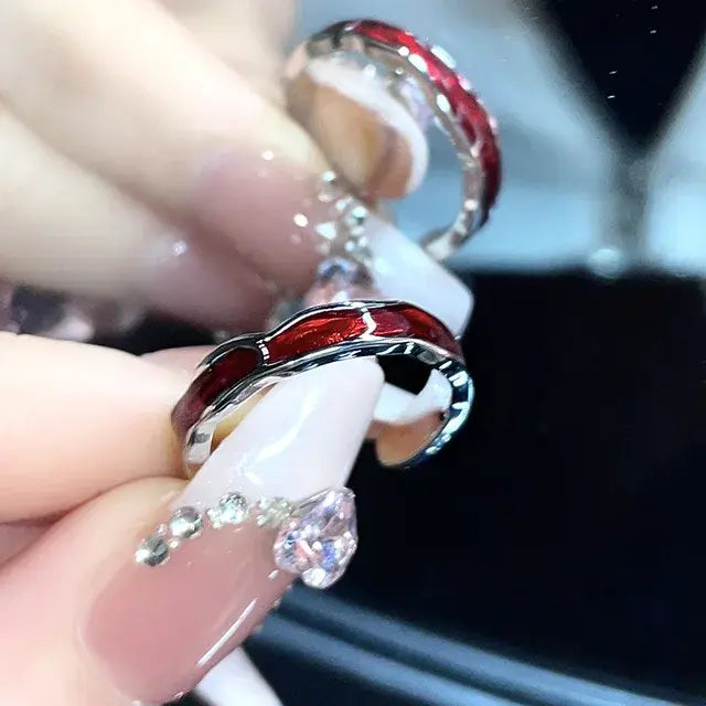 Gothic Red Glaze Butterfly Ring