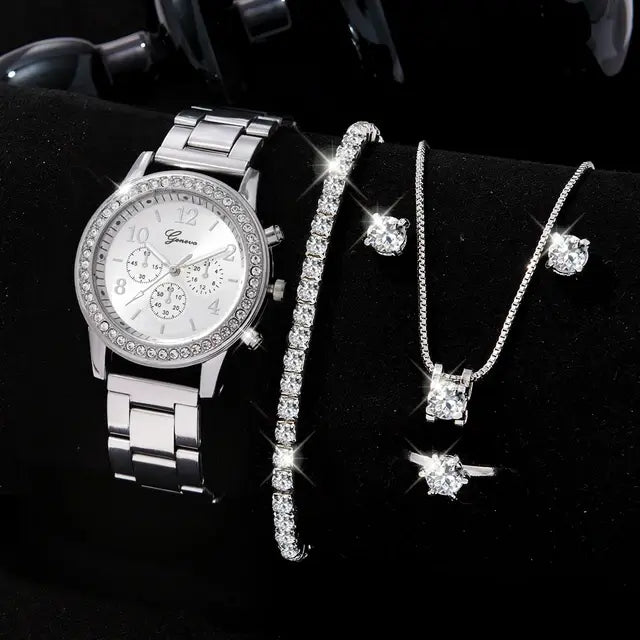 6-Piece Luxury Women's Watch and Jewelry Set