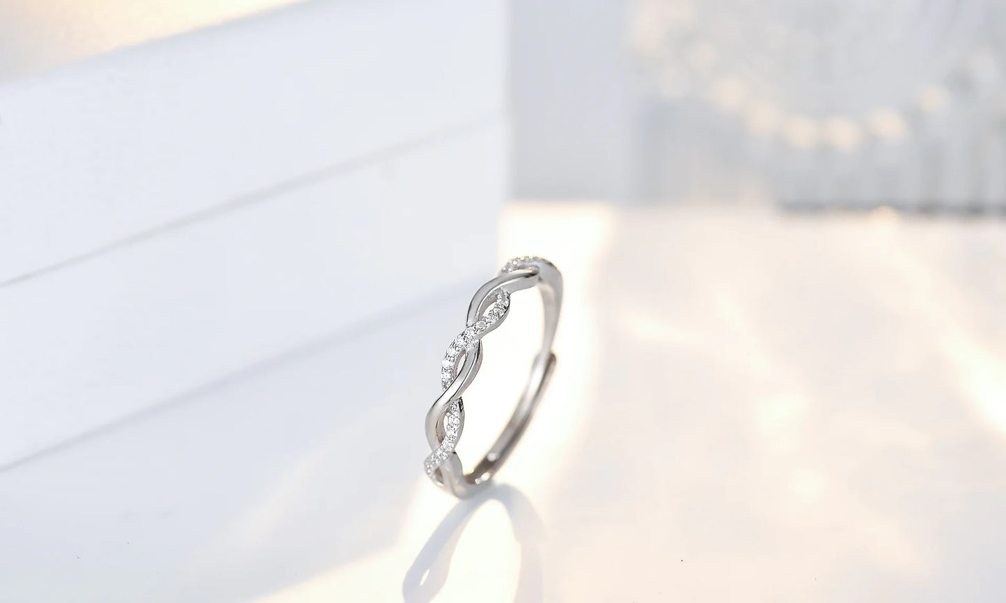 S925 Sterling Silver Adjustable Zircon Ring