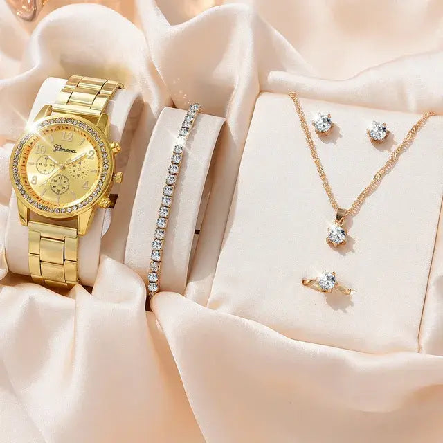 6-Piece Luxury Women's Watch and Jewelry Set
