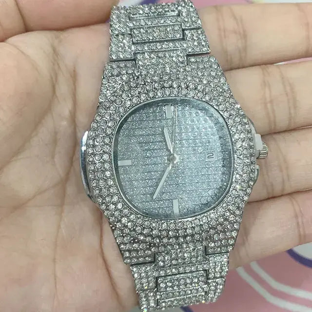 Luxury Iced Out Diamond Quartz Watch