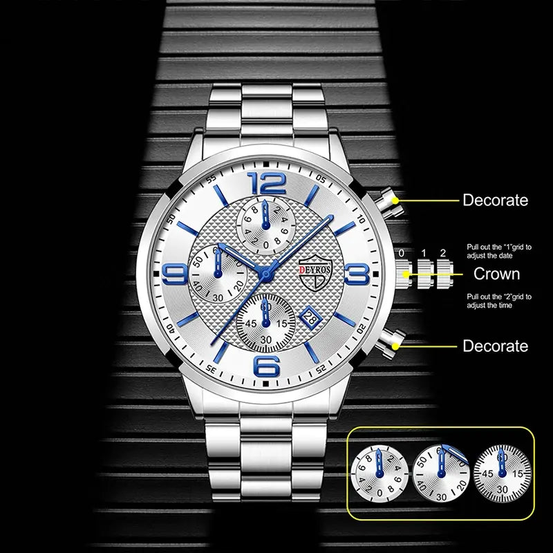 Luxury Business Men's Stainless Steel Quartz Watch
