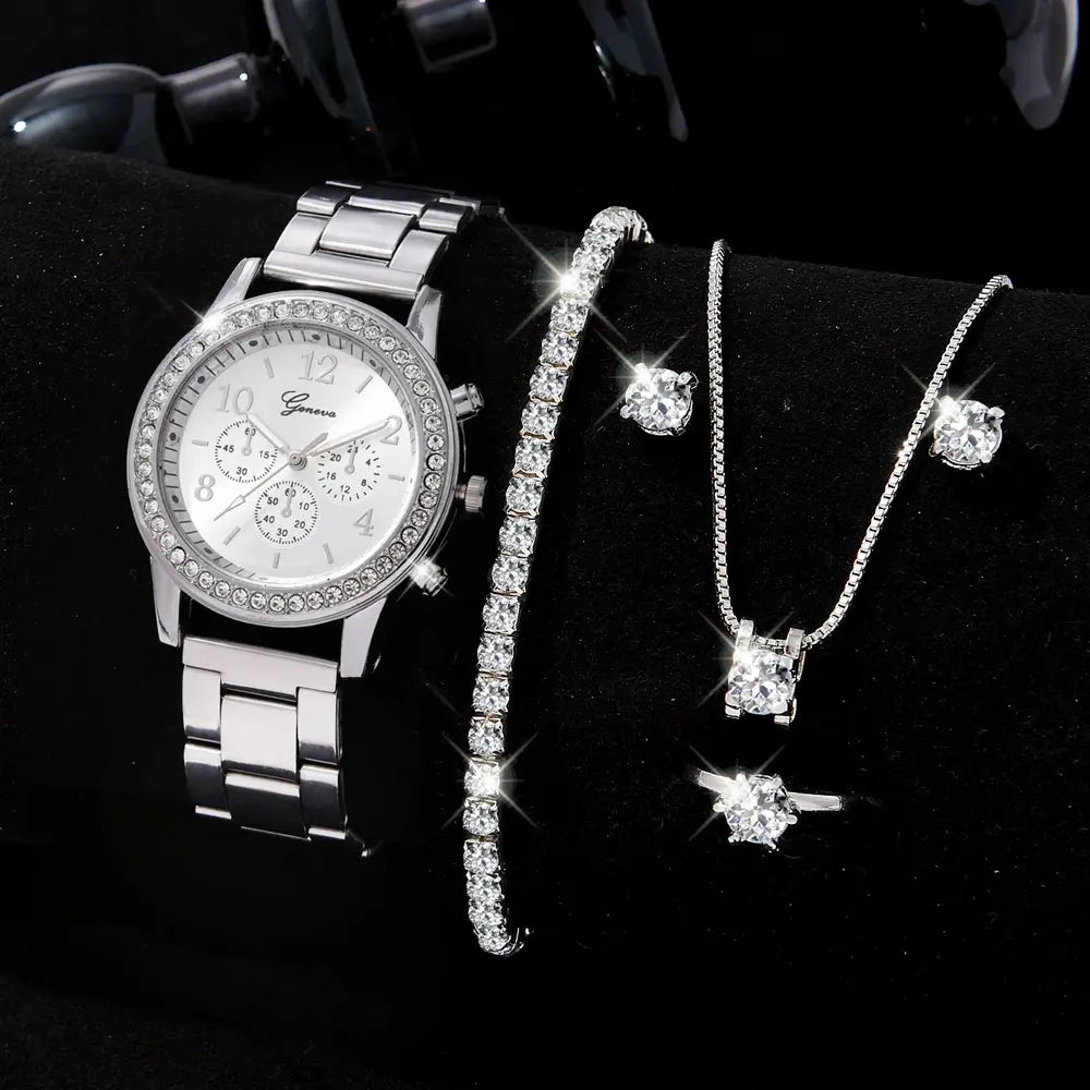 6-Piece Luxury Women's Watch and Jewelry Set