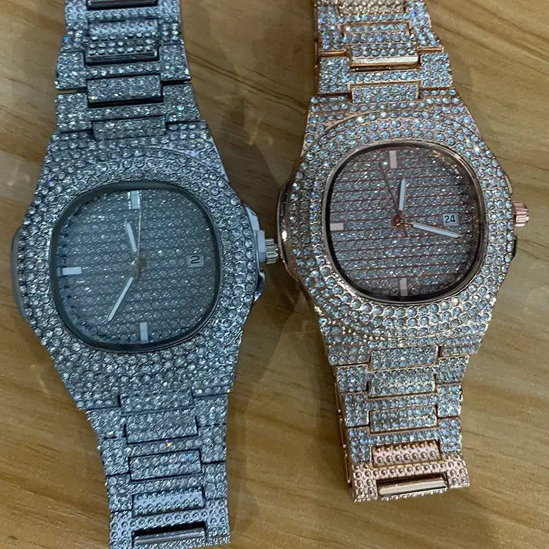 Luxury Iced Out Diamond Quartz Watch