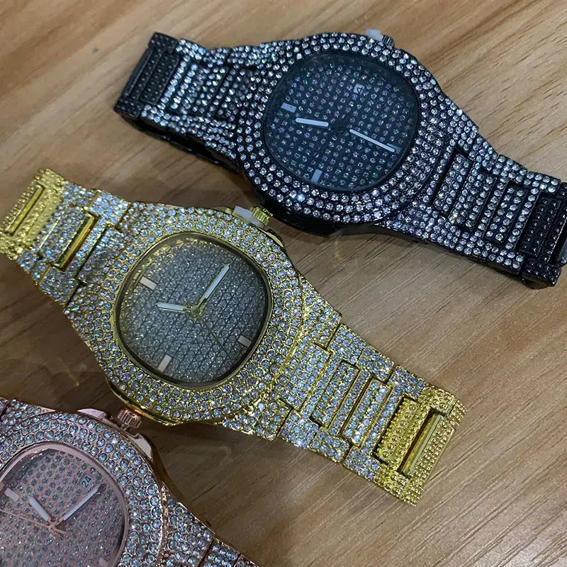 Luxury Iced Out Diamond Quartz Watch