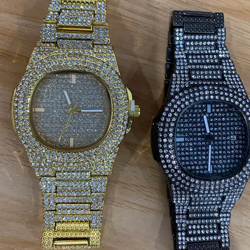 Luxury Iced Out Diamond Quartz Watch