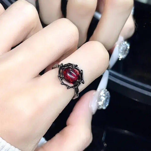 Punk Hiphop Red Drop Glaze Ring for Women Party Jewelry Men Trendy Gothic Butterfly Finger Ring Party Jewellery Gift