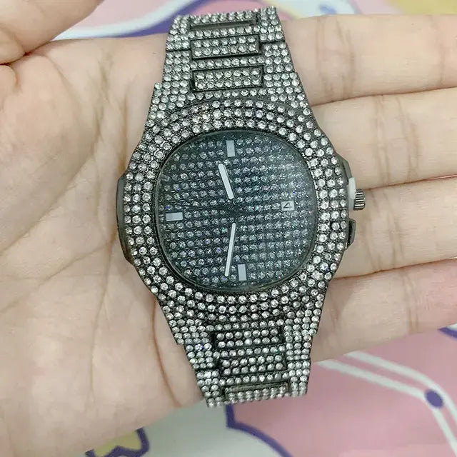 Fashion Hot  Unisex Watch Iced Out Quartz Watch Men Diamond Steel Hip Hop Watches  Top Brand Luxury Woman Clock reloj hombre