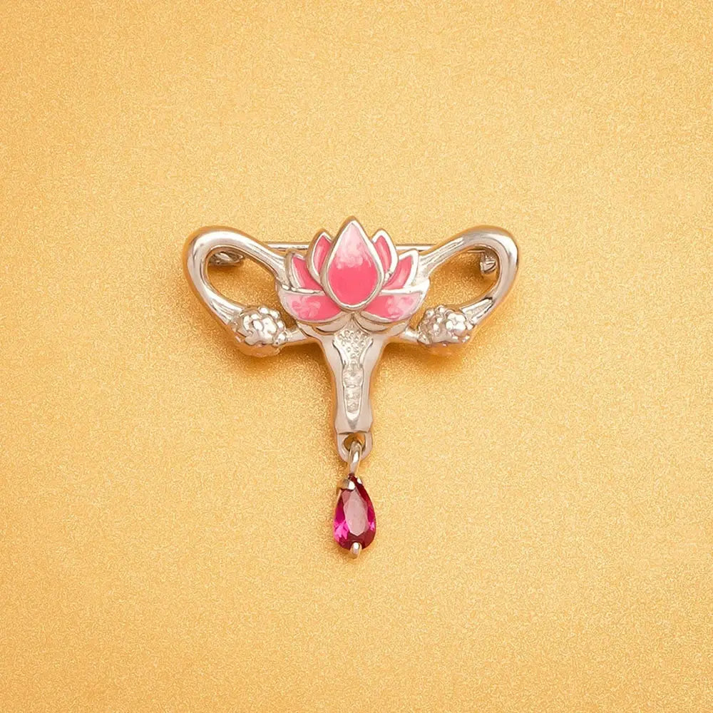 Hanreshe Woman's Womb Medical Jewellery Brooch Pins Gynecology Symbol of Medical Uterus Lotus Lapel Badge for Gynecologist Nurse