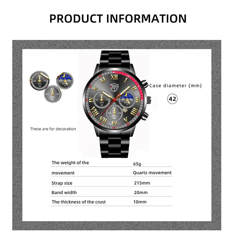 Fashion Mens Stainless Steel Watches Luxury Quartz Wristwatch Calendar Luminous Clock Men Business Casual Watch Reloj Hombre