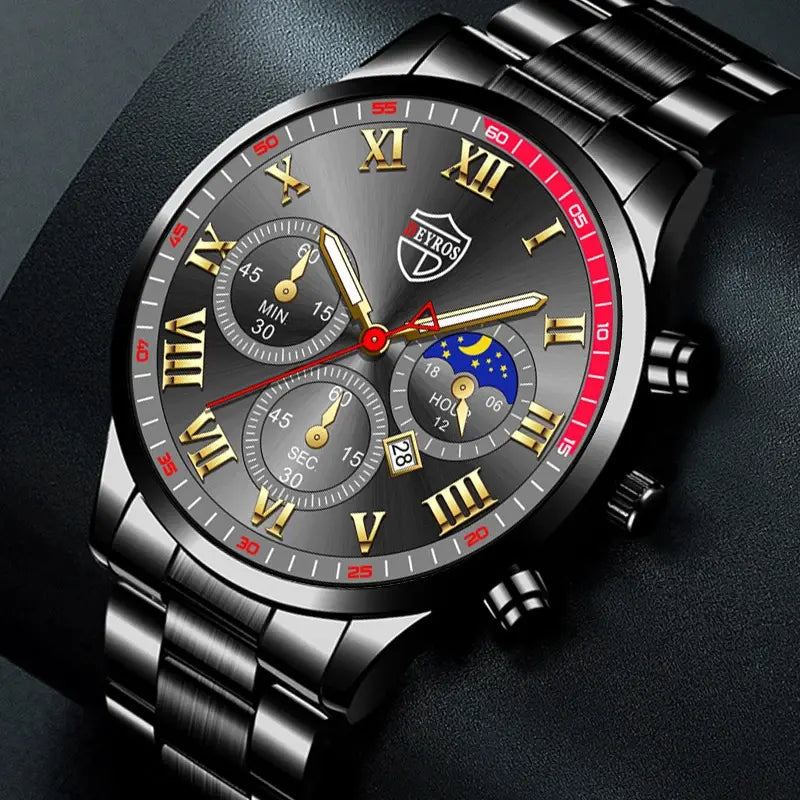 Fashion Mens Stainless Steel Watches Luxury Quartz Wristwatch Calendar Luminous Clock Men Business Casual Watch Reloj Hombre