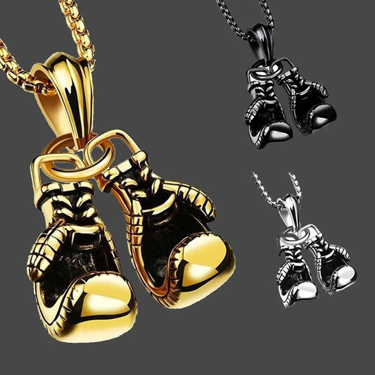 Sport Fitness Jewelry Double Boxing Glove Pendant Necklace Chic Men Hiphop Chain Necklace Cool Male Jewellery