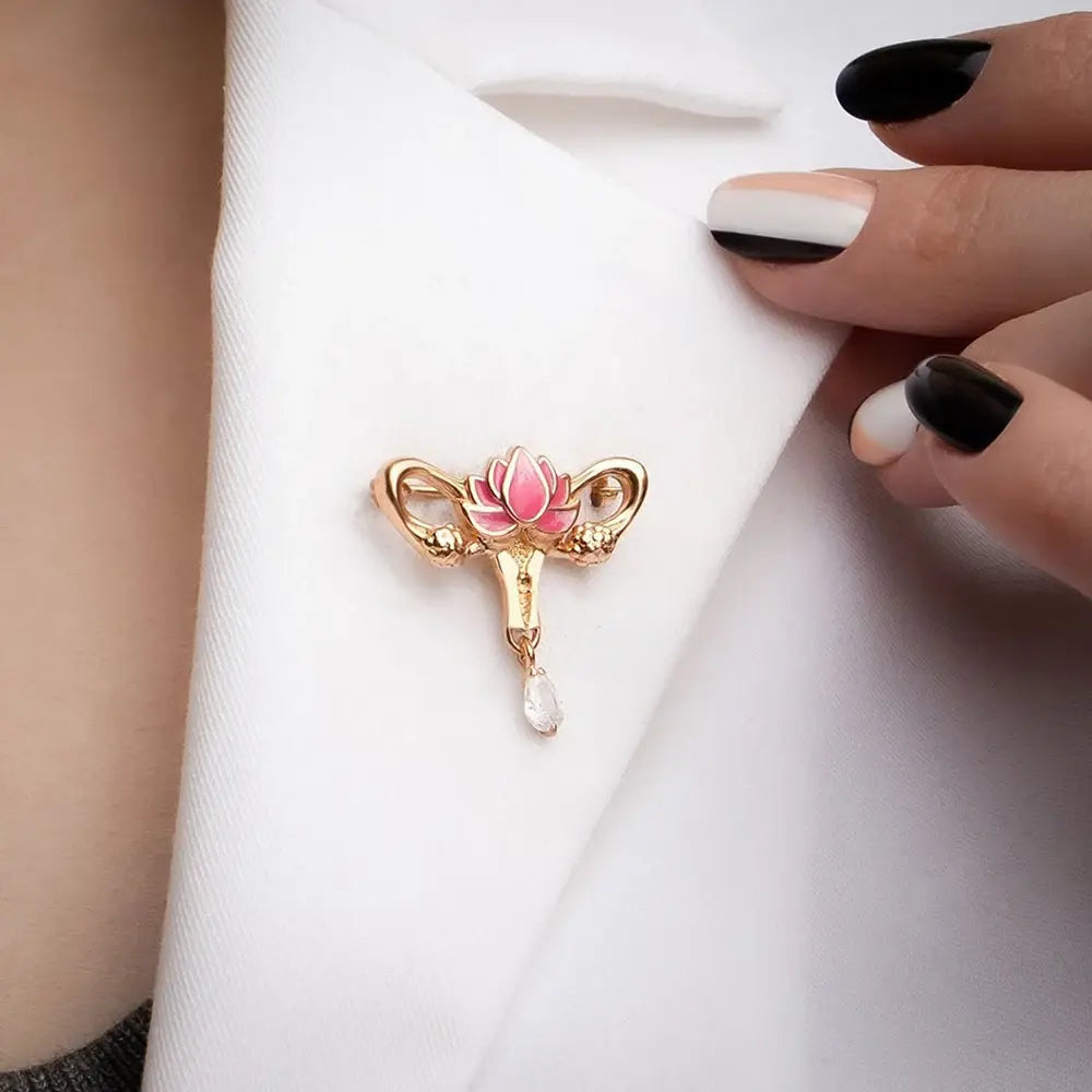 Hanreshe Woman's Womb Medical Jewellery Brooch Pins Gynecology Symbol of Medical Uterus Lotus Lapel Badge for Gynecologist Nurse