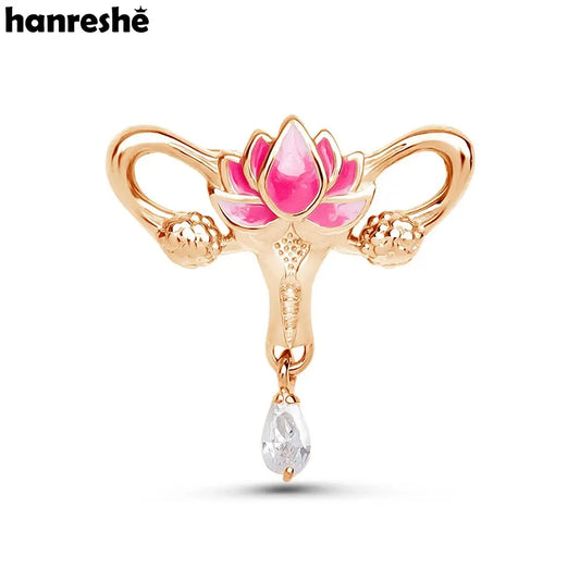 Hanreshe Woman's Womb Medical Jewellery Brooch Pins Gynecology Symbol of Medical Uterus Lotus Lapel Badge for Gynecologist Nurse