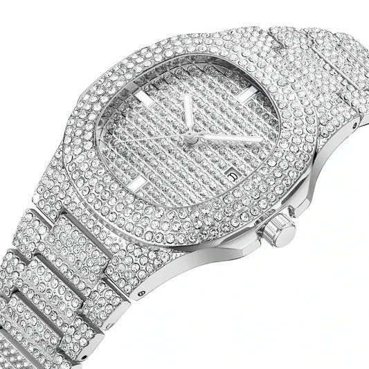 Fashion Hot  Unisex Watch Iced Out Quartz Watch Men Diamond Steel Hip Hop Watches  Top Brand Luxury Woman Clock reloj hombre