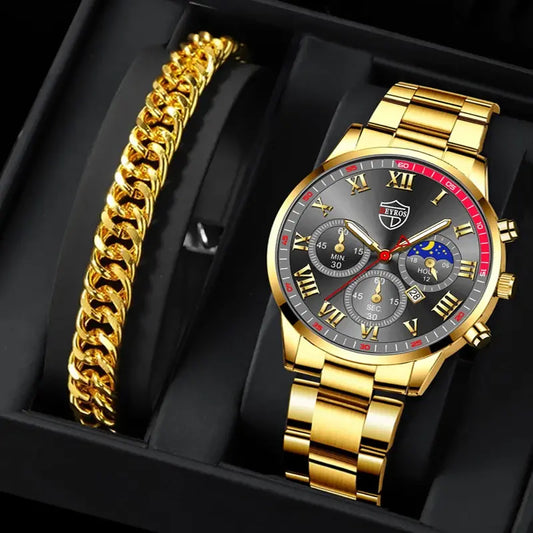 Fashion Mens Stainless Steel Watches Luxury Quartz Wristwatch Calendar Luminous Clock Men Business Casual Watch Reloj Hombre