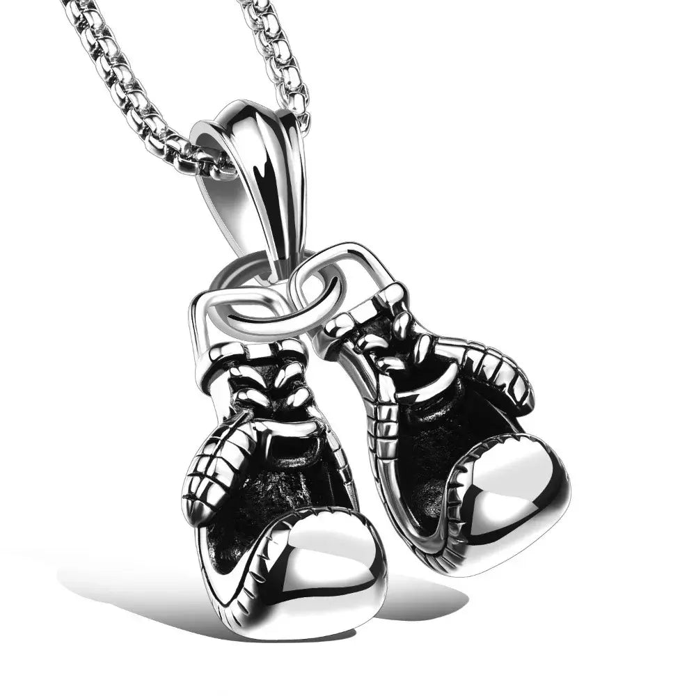 Sport Fitness Jewelry Double Boxing Glove Pendant Necklace Chic Men Hiphop Chain Necklace Cool Male Jewellery